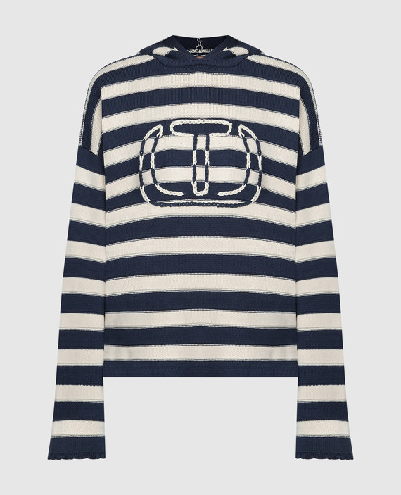 Stripe hoodie with logo embroidery