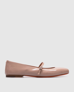 Santoni Розовые кожаные лакированные балетки WAAH71319KI1NVHD