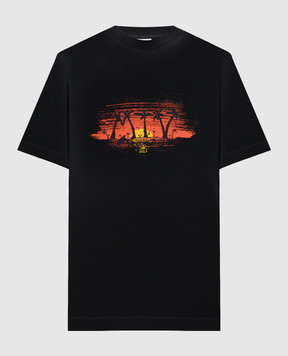 Vetements Черная футболка с контрастным принтом UA66TR720B