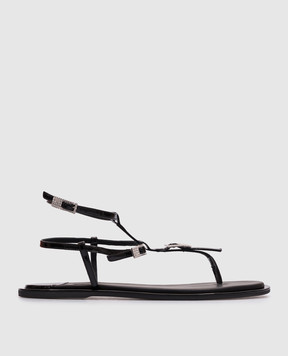 Le Silla Черные кожаные лакированные сандалии Sahara с кристаллами 1221D020MTPPKAB