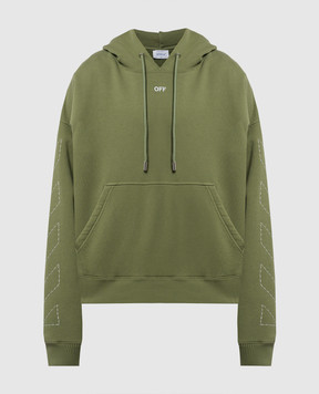 Off-White Зеленые худи с вышивкой логотипа OMBB085F24FLE001