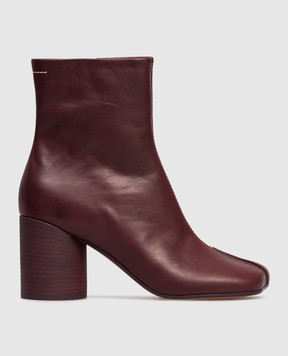 Maison Margiela MM6 Бордовые кожаные ботильоны S59WU0260P5000