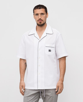 Dolce&Gabbana Біла сорочка з короткими рукавами з емблемою логотипа G5KS3ZHU7UT