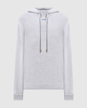 Off-White Серое меланжево худи Barber Shop 2BB035F25FLE004