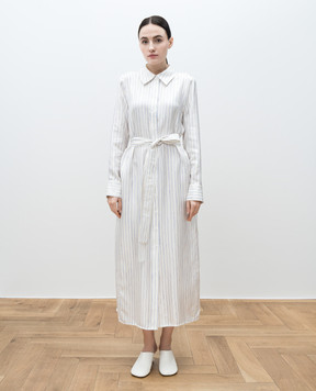 PROENZA SCHOULER Біла сукня-сорочка Hannah із шовку в смужку R2513016BSP178