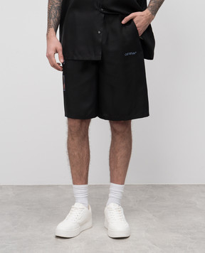 Off-White Черные шорты с принтом эмблемы Barber Arrow OMCB092S25FAB005