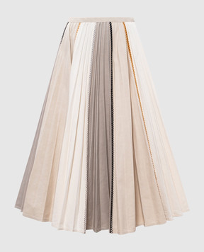 Christian Dior Бежева спідниця міді з вишивкою 122J02X3376