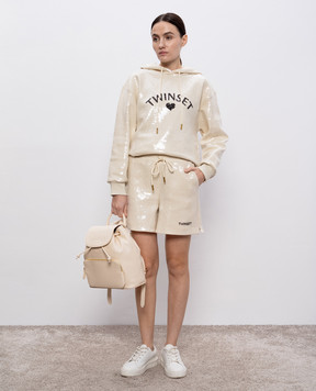 Twinset Бежевые худи в пайетке с логотипом 251LL2SAA