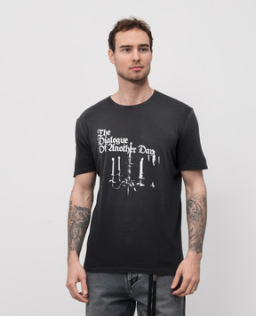 Ann Demeulemeester Чорна футболка з брендовим принтом напису B0012877FA637