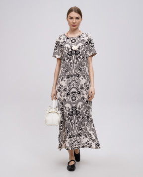 Max Mara Weekend Бежева сукня VELA із шовку в квітковий принт VELA