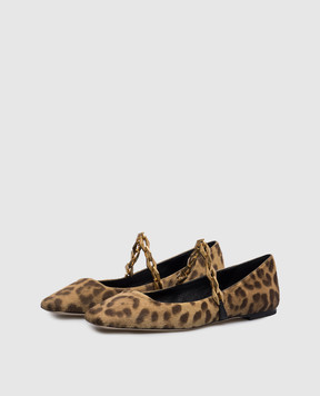 Jimmy Choo Бежевые кожаные балетки Diamond Tilda Flat в анималистичный принт. DIAMONDTILDAFLATLO