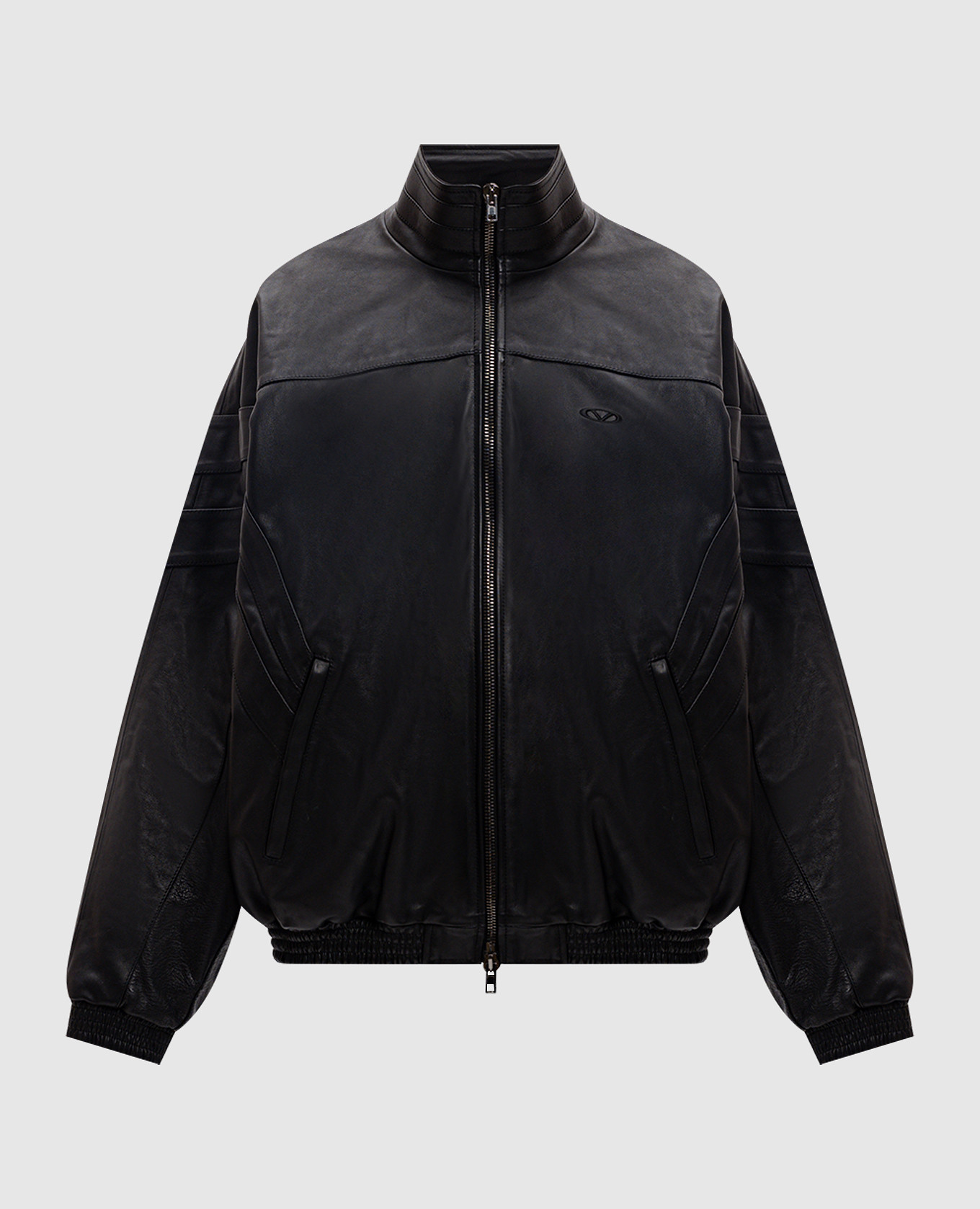 

Черная кожаная куртка с вышивкой эмблемы., Черный, Кожаные куртки