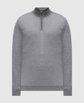 Canali Серый джемпер из мериноса шерсти в узор MK02359C0015
