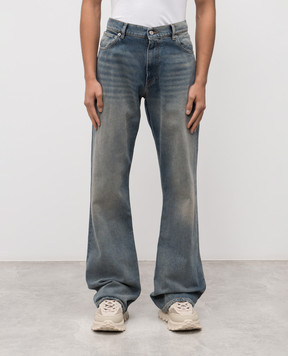 Maison Margiela MM6 Сині джинси кльош з ефектом потертості SH2LA0040M30017