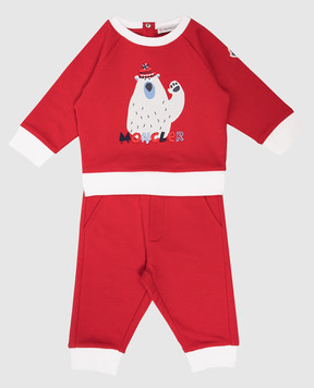 Moncler ENFANT Красный детский костюм с принтом с вышивкой логотипа. 8M0002080996