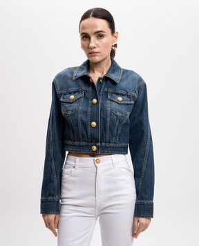 Balmain Синяя джинсовая куртка с брендовой фурнитурой EF1TC180DF65