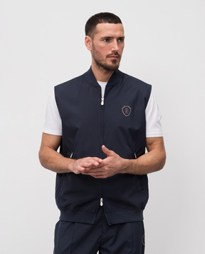 Brunello Cucinelli Синій жилет з принтом емблеми MB4229083T
