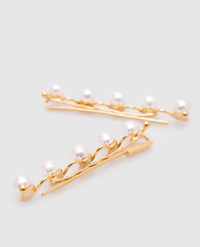 LELET NY Набор золотистых шпилек для волос Squiggle Bobbi с бусинами LELSS252055G