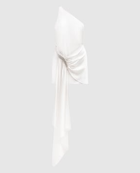David Koma Белое атласное асимметричное платье мини с кристаллами. RE24DK65D