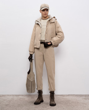 Brunello Cucinelli Бежевий светр з кашеміру та вовни з люрексом MBM738200P