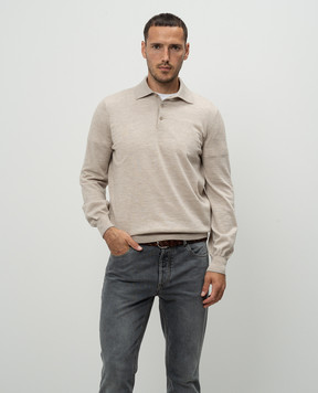 Brunello Cucinelli Бежевое поло из шерсти и кашемира M2400295