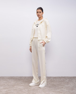Twinset Білі штани з металевою емблемою логотипа 251TE2164