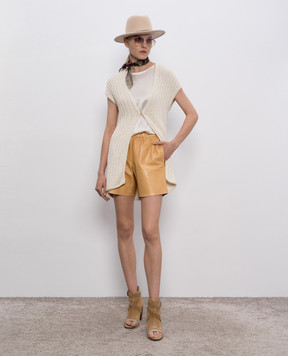 Brunello Cucinelli Бежевый кардиган с леном с пайетками M9X336416y