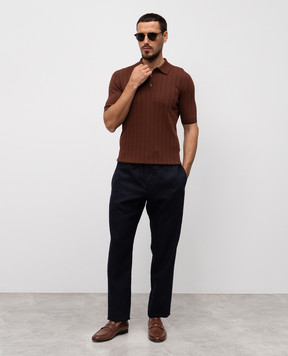 Canali Синие брюки из льна AE04999U7003