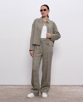 Max Mara Штаны SATIRA из льна цвета хаки SATIRA