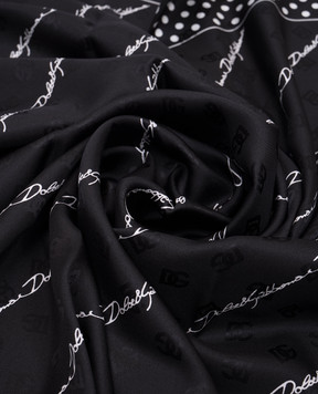 Dolce&Gabbana Черный платок из шелка в логотип шаблон. FN090RGDCQM