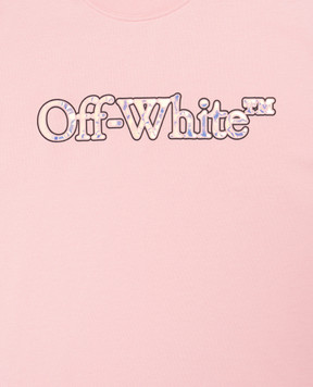 Off-White Детская розовая футболка с принтом логотипа OGAA001S25JER001