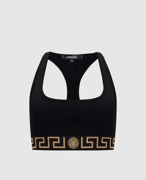 Versace Чорний топ з емблемою логотипа AUD010391A10011