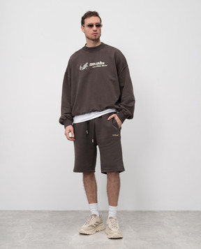 Off-White Серый свитшот с принтом крокодила с логотипом OMBA070S25FLE002