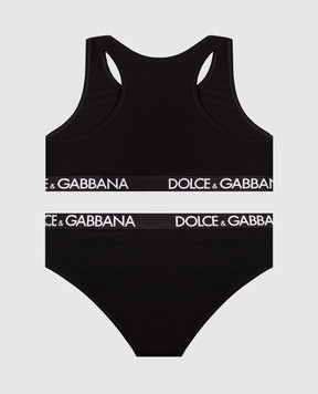 Dolce&Gabbana Дитячий чорний набір із топа та трусиків з логотипом L5J713FUGNE