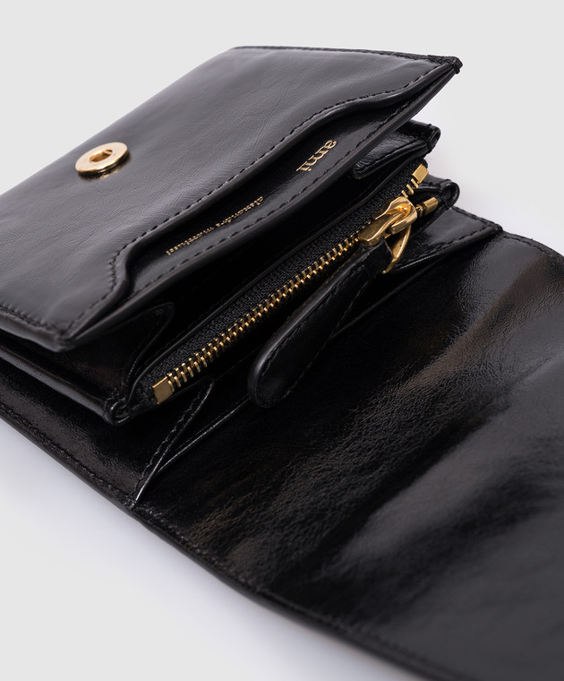 Ami Paris Черный кожаный портмоне с металлической эмблемой Ami de Coeur USL203AL0051 изображение 3