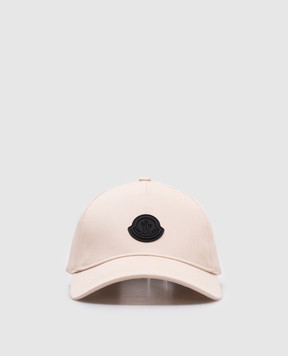 Moncler Бежевая кепка с фактурной нашивкой логотипа K10933B000260U082