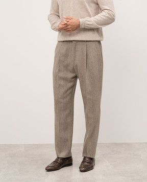 Loro Piana Коричневые брюки Anden из шерсти в тканом узоре FAO4578