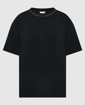 Brunello Cucinelli Чорна футболка з ланцюжком моніль MH827EL340