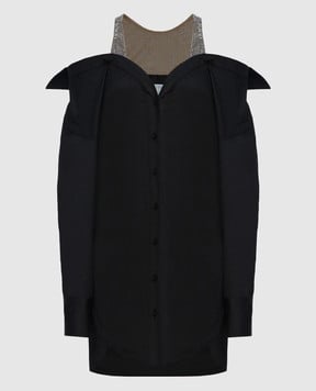 Giuseppe Di Morabito Milano Черное платье-рубашка с кристаллами 02PSDR341C02282
