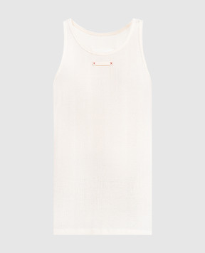 Maison Margiela Бежевый топ в рубчик с брендовой нашивкой S50NL0049M20060