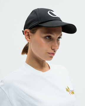 Off-White Чорна кепка з контрастною вишивкою логотипа OW OWLB045C99FAB004