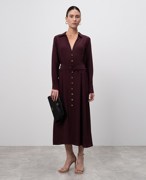 Twinset Бордова сукня-сорочка з логотипом 242TT2320