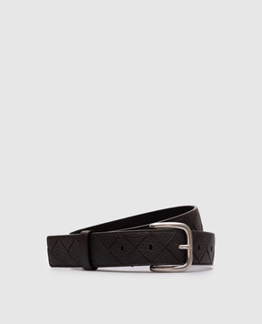 Bottega Veneta Коричневий шкіряний ремінь Intrecciato Taurillon 829228V5I51