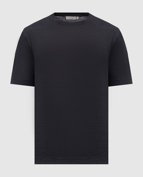 Canali Синяя футболка из льна MJ02244T0869