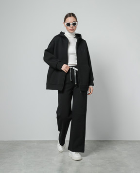Max Mara Черная спортивная кофта Obbia из шерсти с монограммой логотипа OBBIA