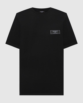 Balmain Черная футболка с логотипом патча DH1EG000JB54