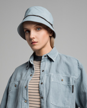 Brunello Cucinelli Блакитний капелюх з ланцюжком моніль з еколатуні MCAP90072