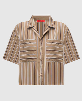 Max & Co Коричневая укороченная рубашка BRUNNER в полоску BRUNNER