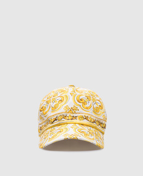 Dolce&Gabbana Детская желтая кепка с принтом Майолика LB5H26FI5JX