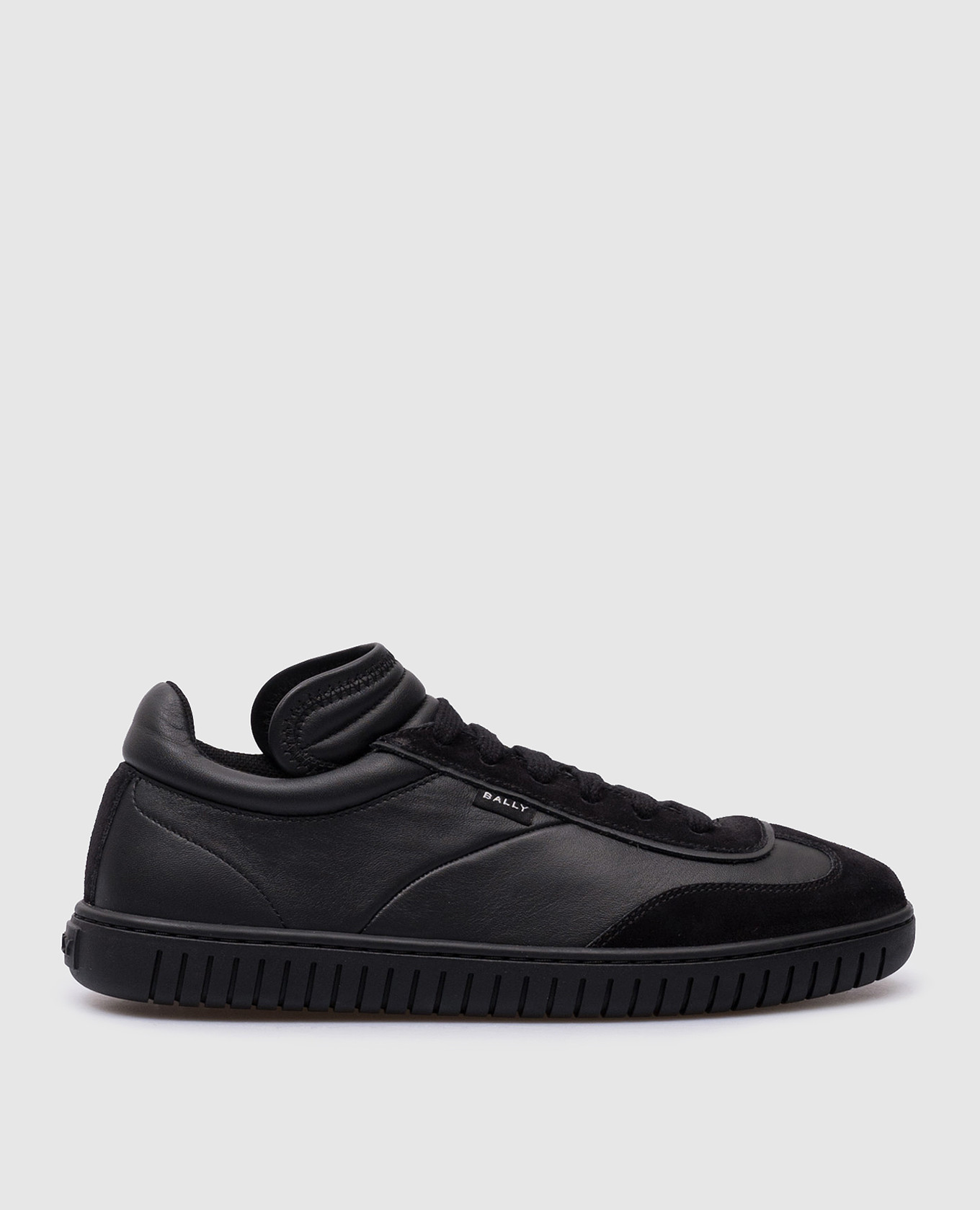 Player black leather trainers